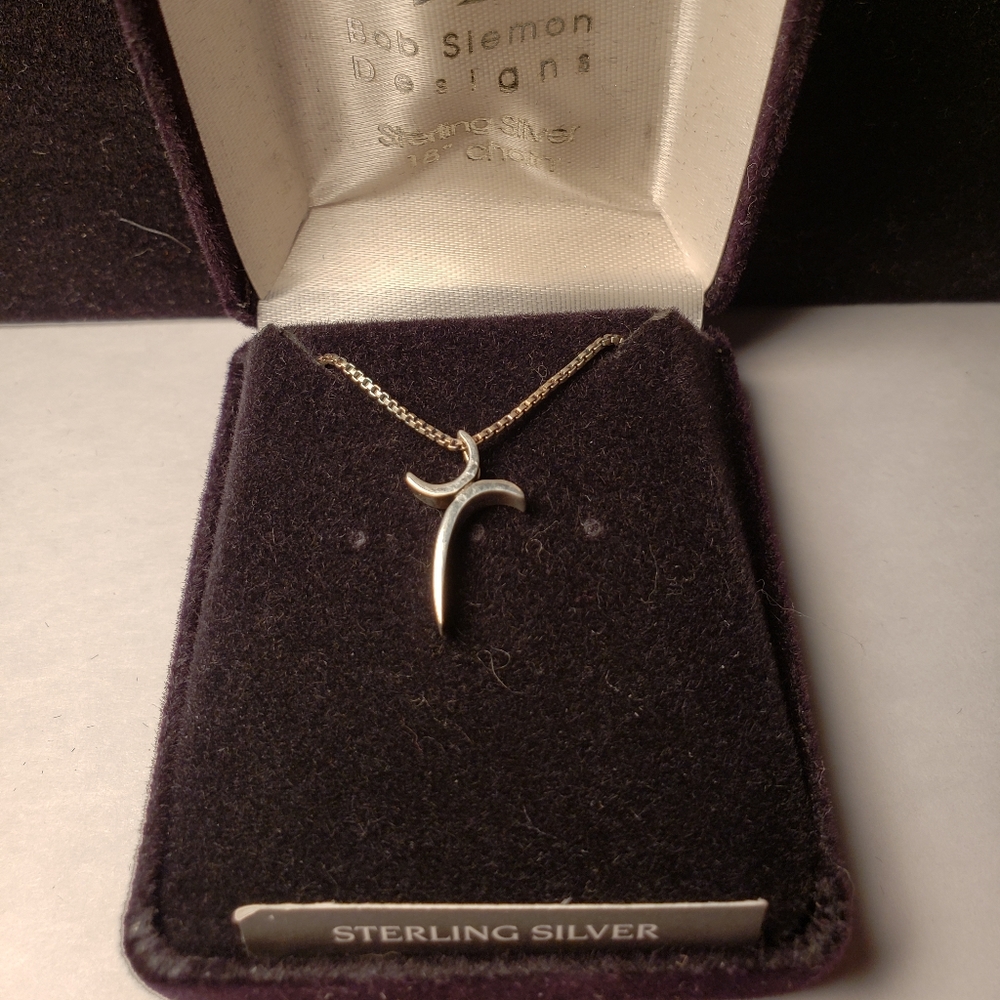 Sterling Silver Cross Necklace, Bob Siemon, 18" chain, brand new